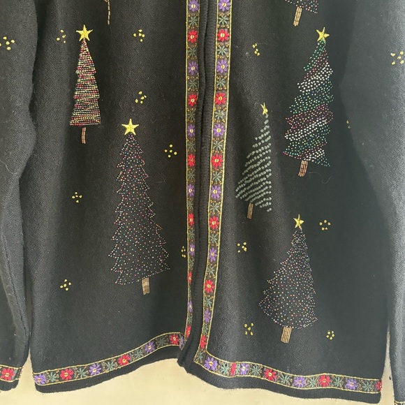 Bechamel Christmas Trees and Stars Wool Zip Up Sweater Size XL - Picture 6 of 13